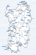 Centri abitati e principali arterie di comunicazione della Sardegna romana